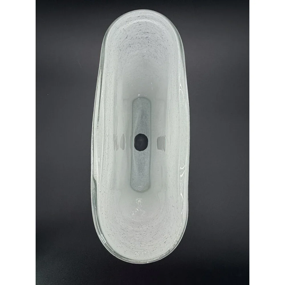 VTG White Enamel Mottled Glass Flat Pillow Vase 8.5